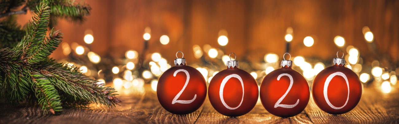 Blue Baubles on Wood 2020 year